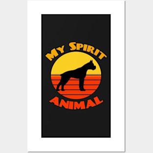 Boxer Dog My Spirit Animal Dog puppy Lover Cute Sunser Retro Funny Posters and Art